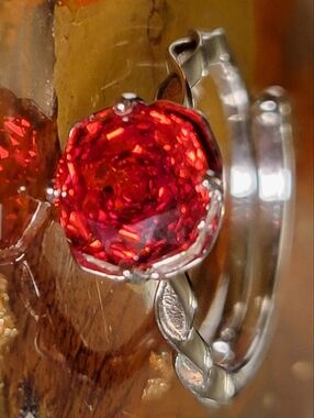 Sterling Silver January Birthstone Rose Cut CZ Adjustable Flower Ring NWT